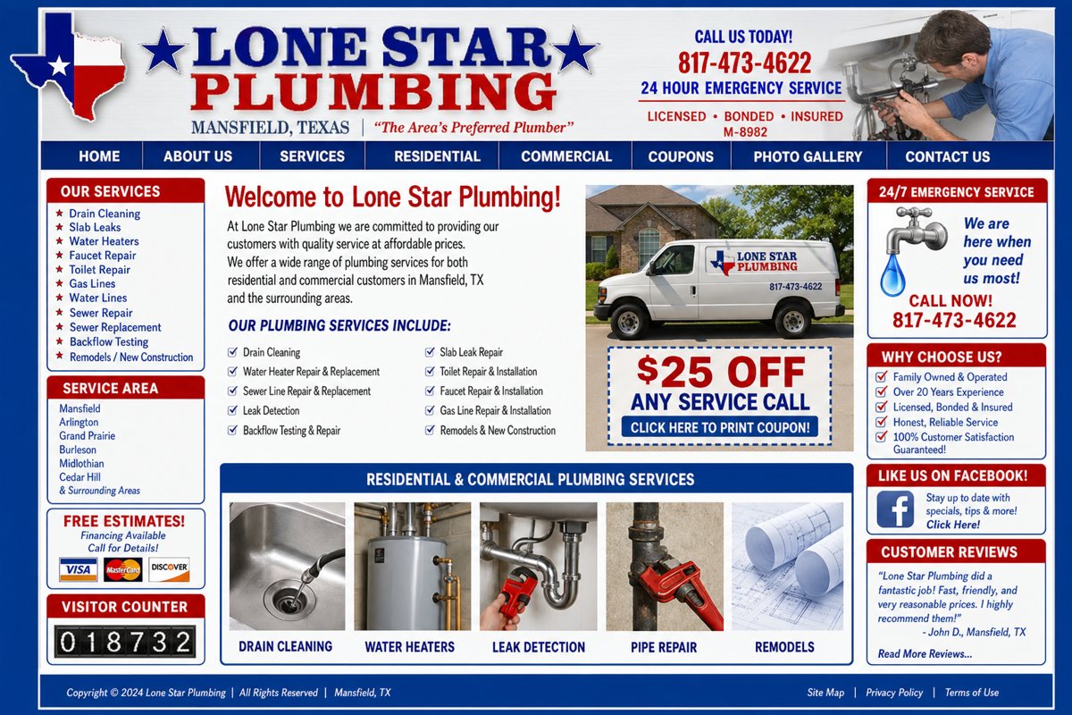A dated, cluttered small business website before redesign