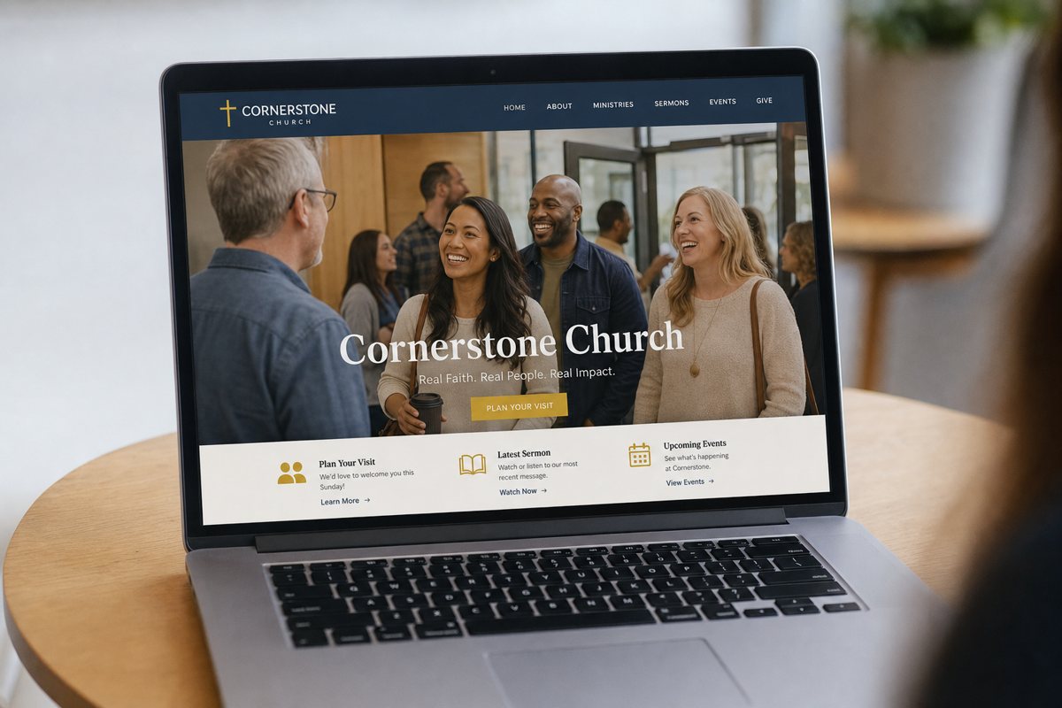 Website design concept for community church Cornerstone Church