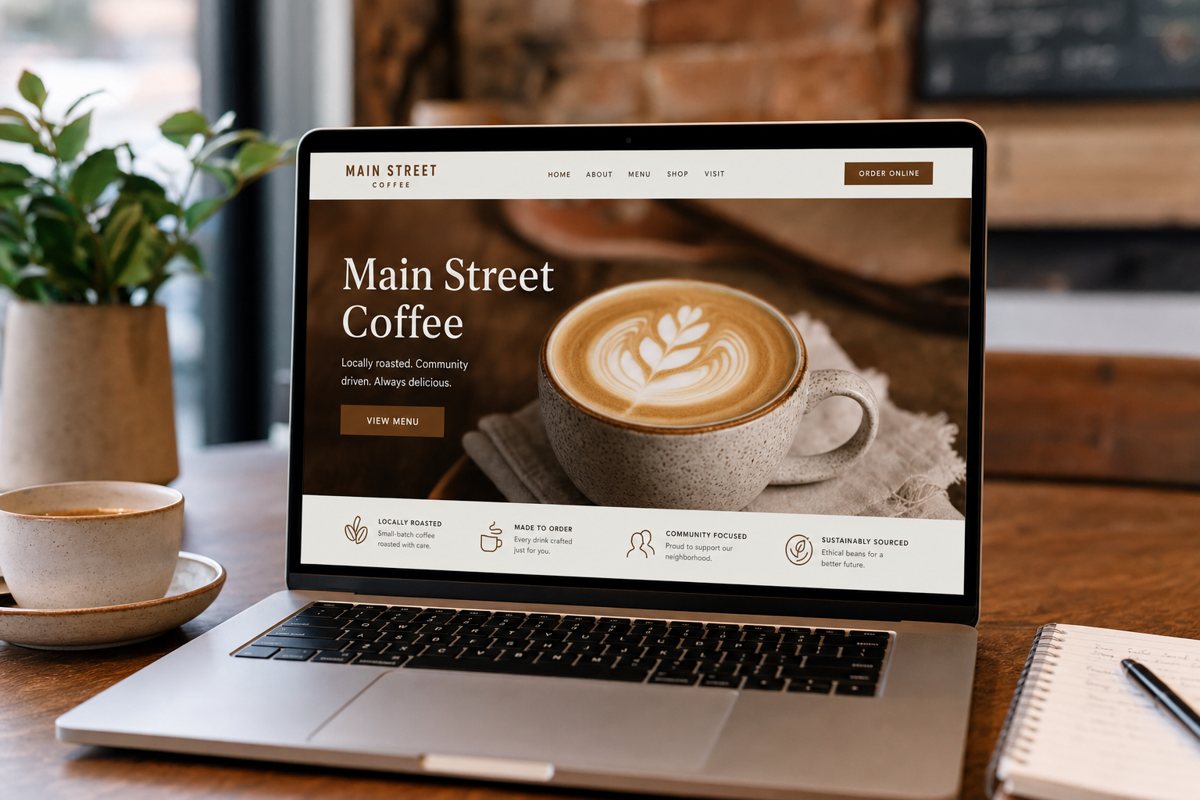 Website concept for a local coffee shop
