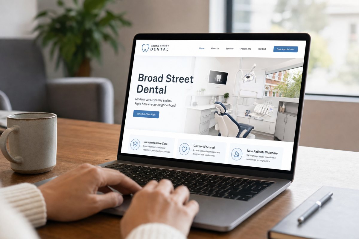 Website design concept for dental practice Broad Street Dental