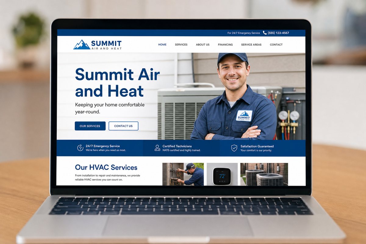 Website design concept for heating & air Summit Air and Heat