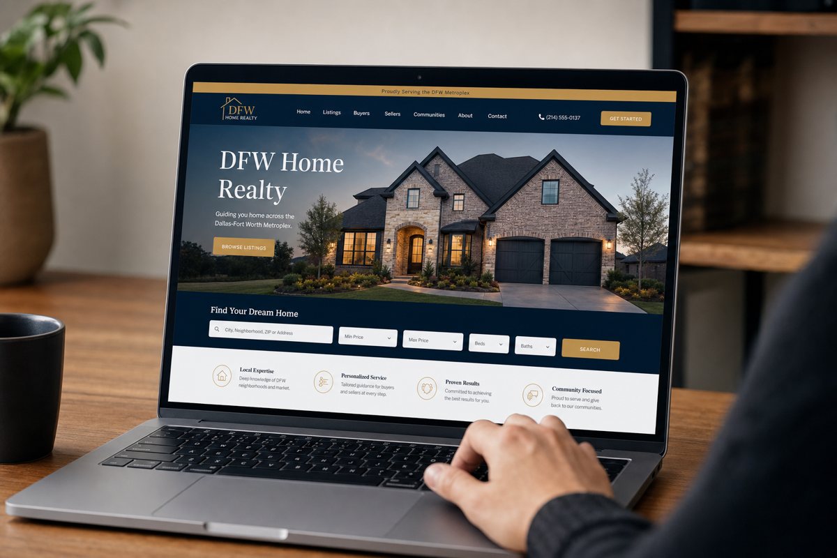 Website design concept for real estate DFW Home Realty